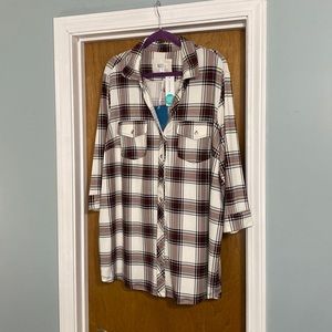 NWT- Market & Spruce Plaid Button-Up